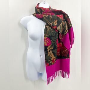Byblos Wool Fleece Floral Large Long Winter Scarf Wrap